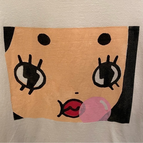 Cute Face Graphic White Long Sleeve Top Size Small - Picture 2 of 7